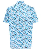 Visconti Big & Tall Drinks Print Stretch Short Sleeve Woven Shirt