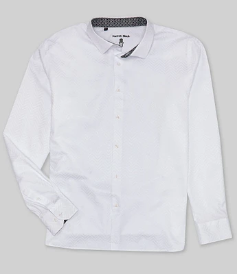 Visconti Big & Tall Jacquard Long Sleeve Woven Shirt