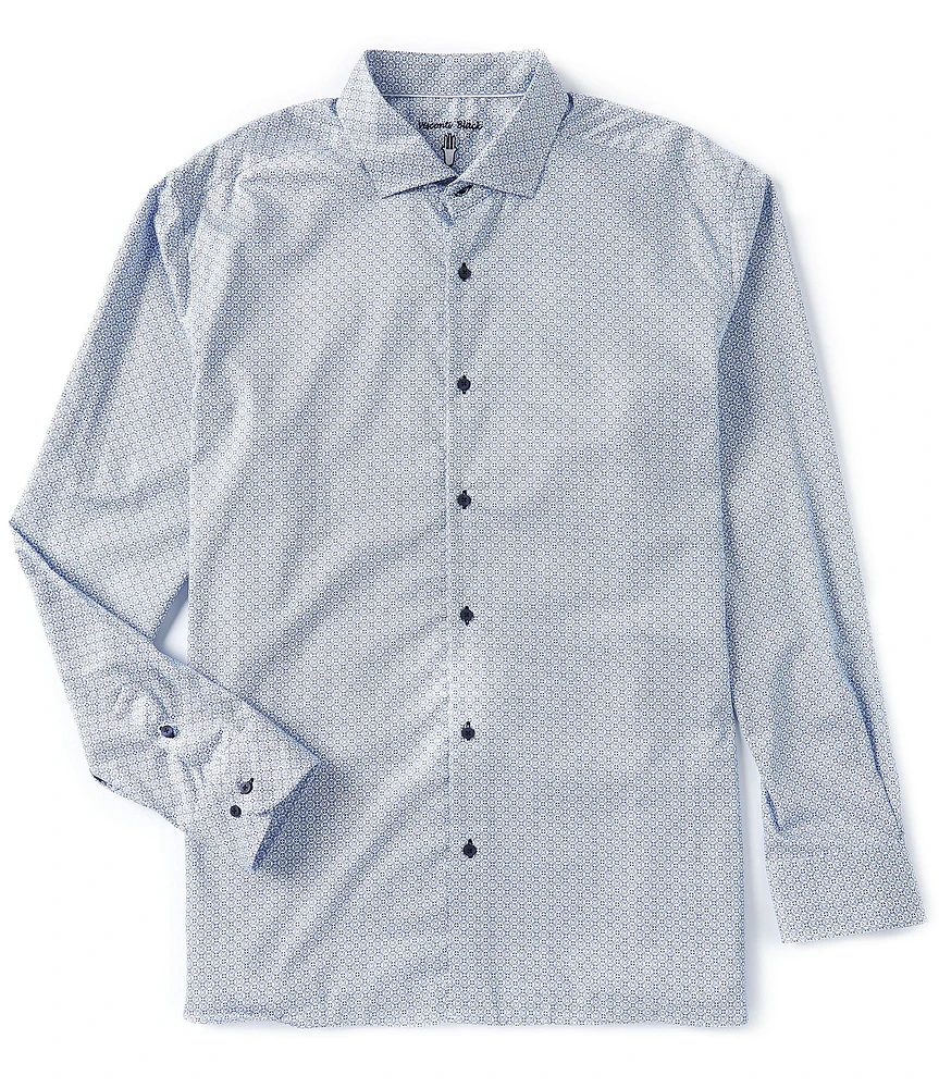 Visconti Big & Tall Long-Sleeve Geometric-Printed Double-Sided Woven Dobby Shirt