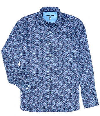 Visconti Big & Tall Long Sleeve Skull Printed Woven Shirt