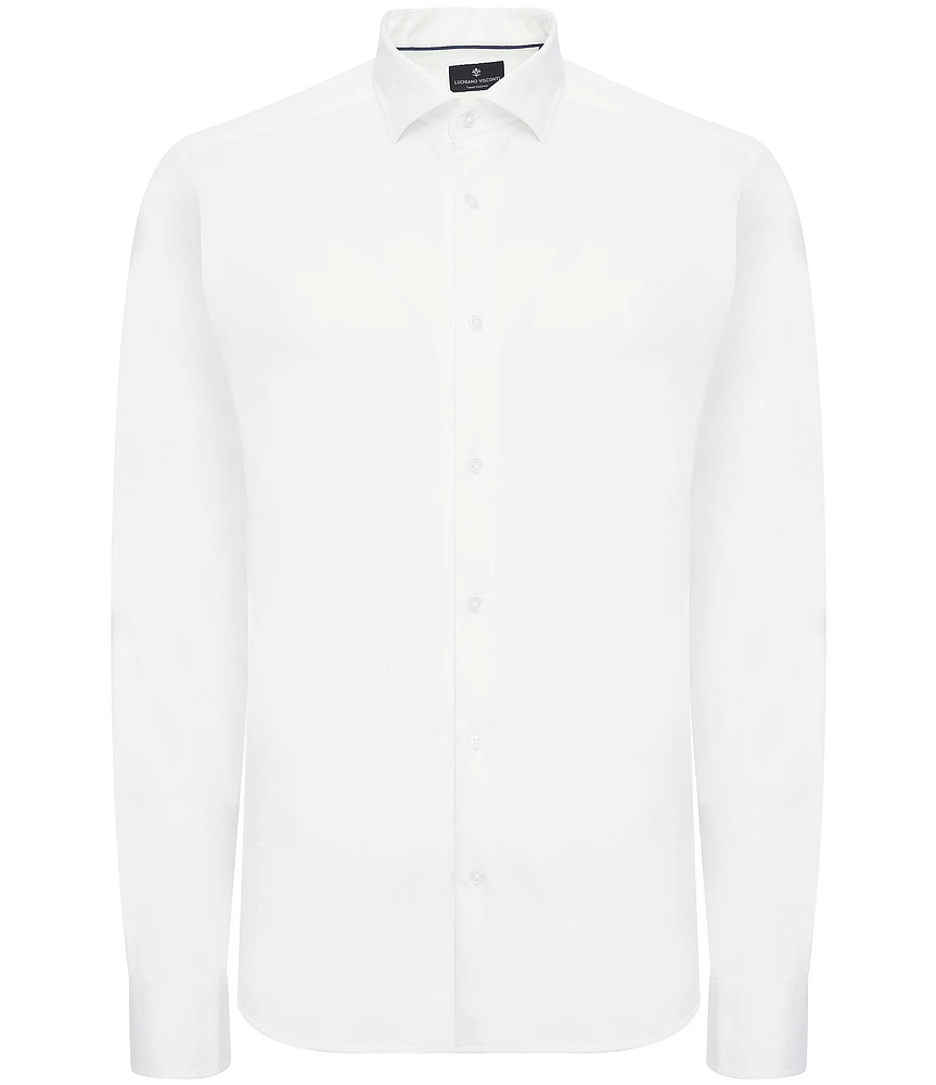 Visconti Big & Tall Melange Knit Long Sleeve Woven Shirt