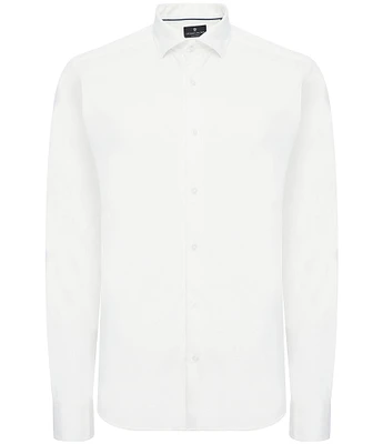 Visconti Big & Tall Melange Knit Long Sleeve Woven Shirt