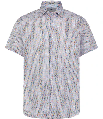 Visconti Big & Tall Multi-Color Print Stretch Short Sleeve Woven Shirt