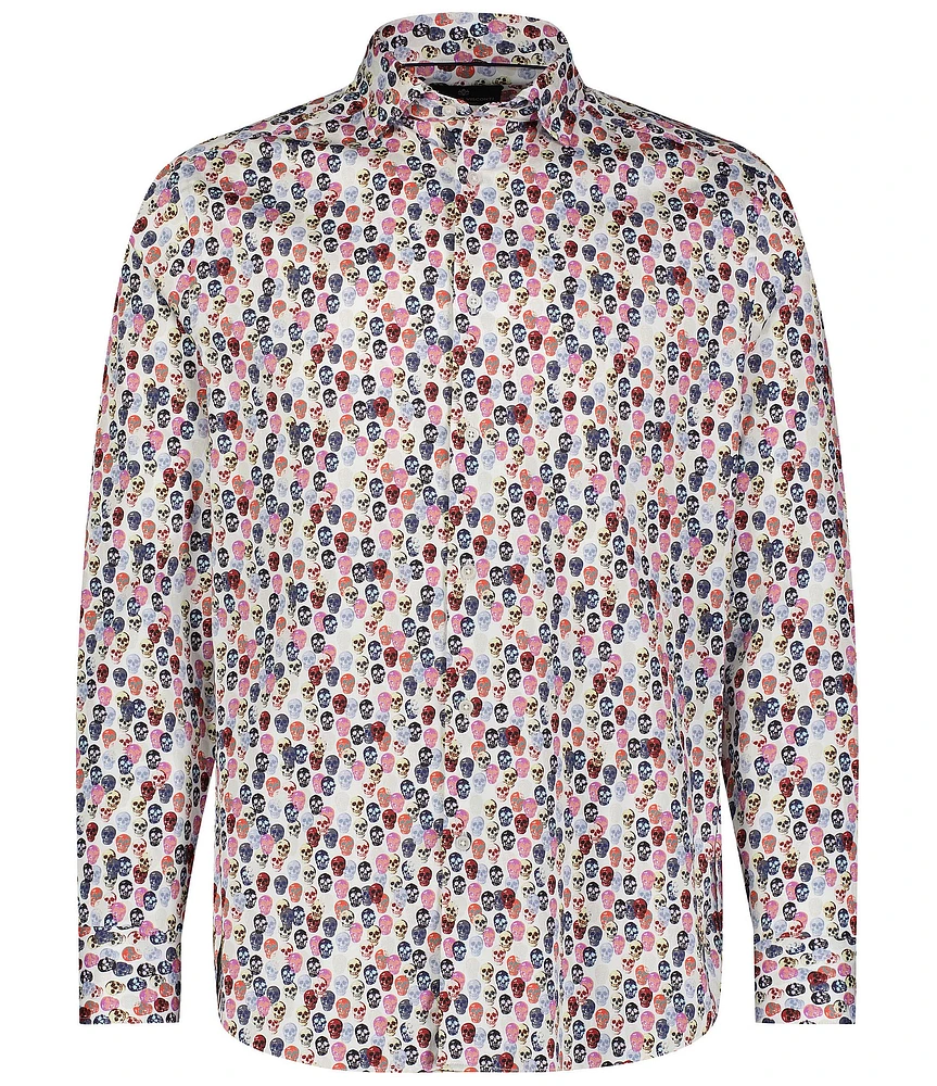 Visconti Big & Tall Multi Colored Skull Print Long Sleeve Shirt