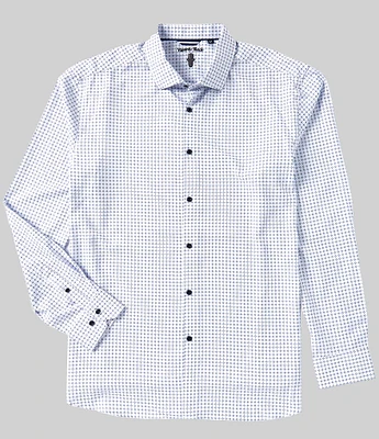 Visconti Big & Tall Non-Iron Performance Stretch Long Sleeve Geometric/Dot Printed Woven Shirt