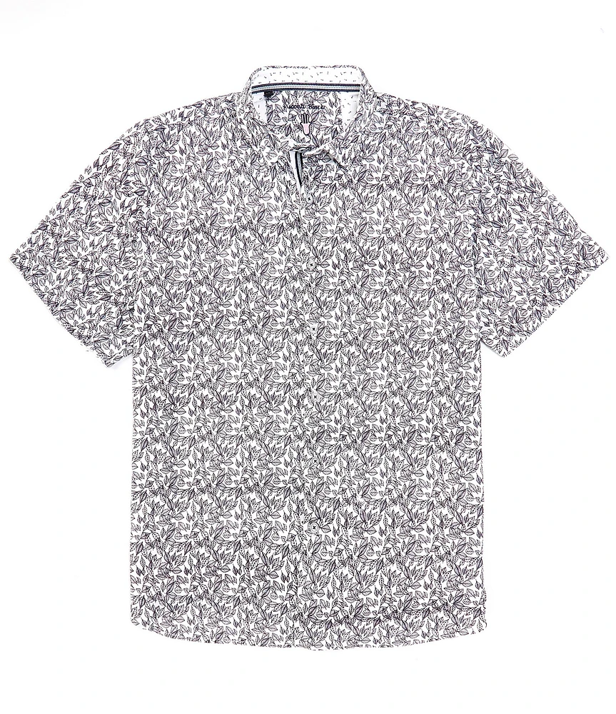 Visconti Big & Tall Performance Stretch Short Sleeve Leaf Print Shirt