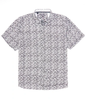 Visconti Big & Tall Performance Stretch Short Sleeve Leaf Print Shirt