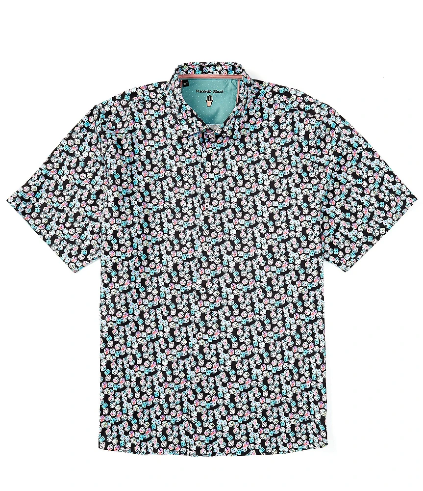 Visconti Big & Tall Short Sleeve Dice Print Woven Shirt