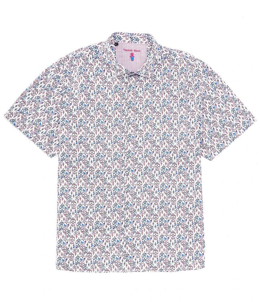 Visconti Big & Tall Short Sleeve Skull Print Woven Shirt