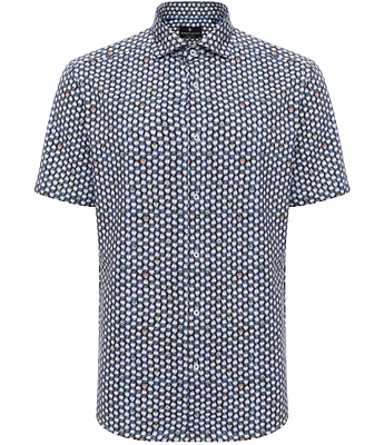 Visconti Big & Tall Skulls Print Stretch Short Sleeve Woven Shirt