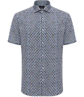 Visconti Big & Tall Skulls Print Stretch Short Sleeve Woven Shirt