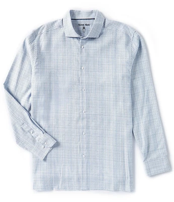 Visconti Big & Tall Tricolor-Basketweave Long Sleeve Woven Shirt