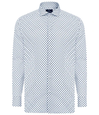 Visconti Diamond Print Stretch Long Sleeve Woven Shirt