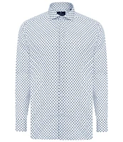 Visconti Diamond Print Stretch Long Sleeve Woven Shirt