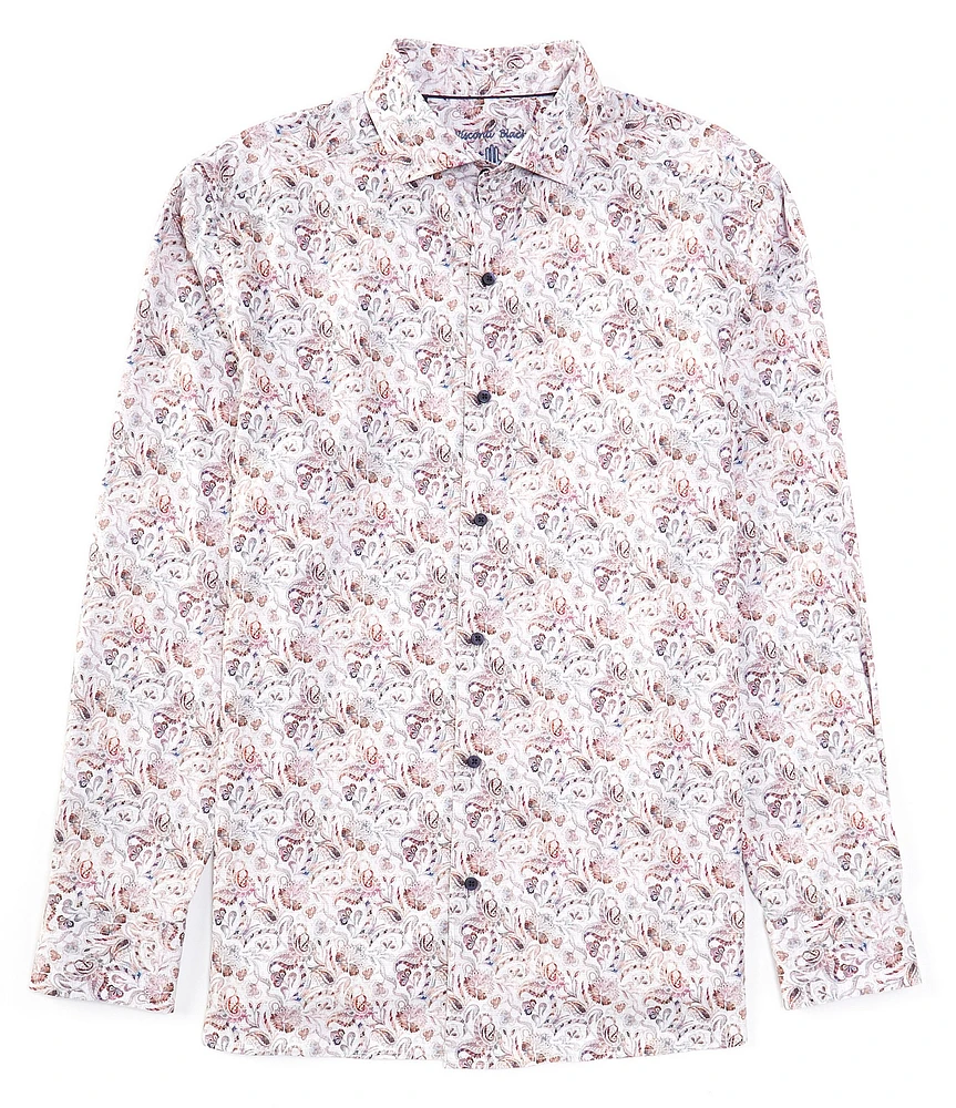 Visconti Digital Floral Paisley Print Long Sleeve Woven Shirt