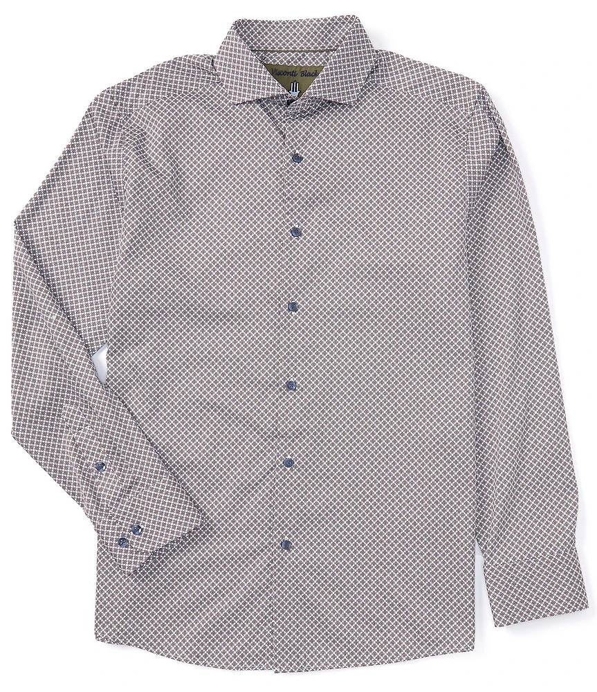 Visconti Geo Print Long Sleeve Woven Shirt