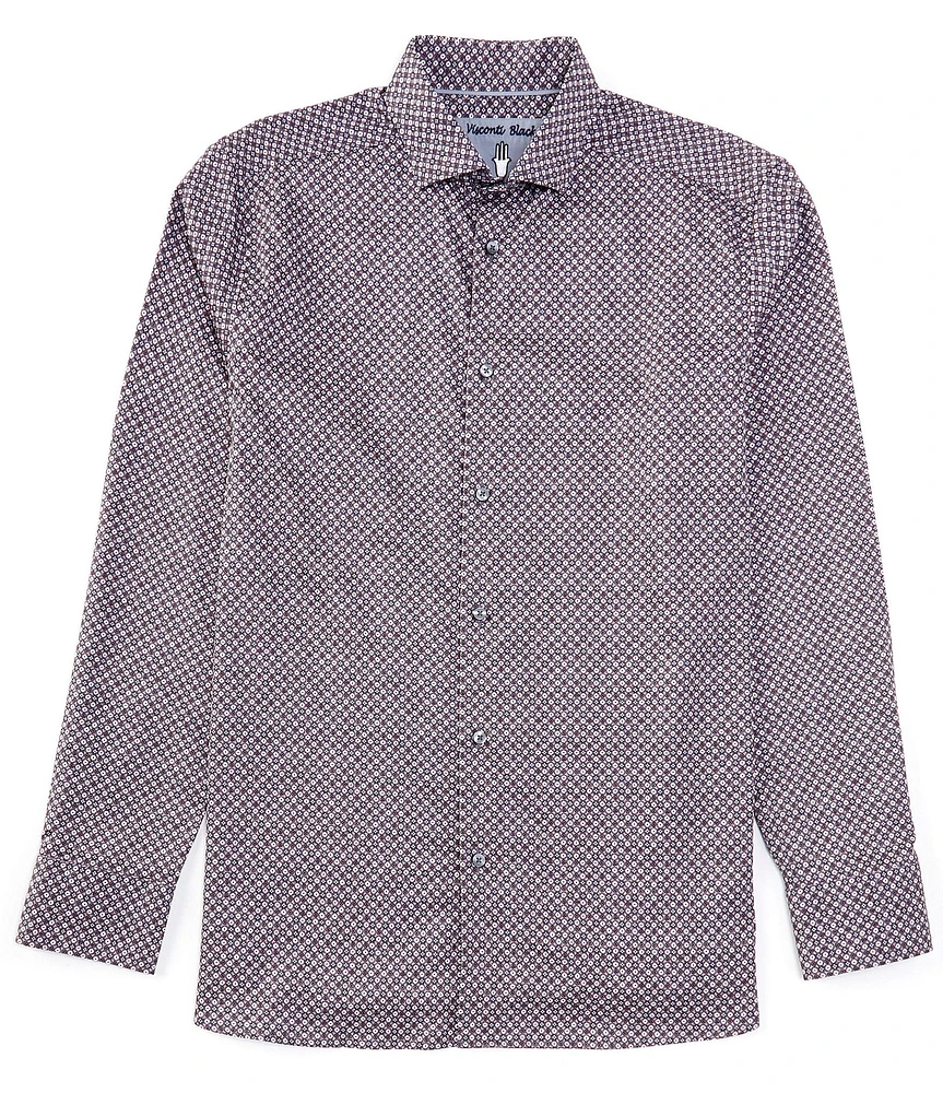 Visconti Geo Tile Print Long Sleeve Woven Shirt