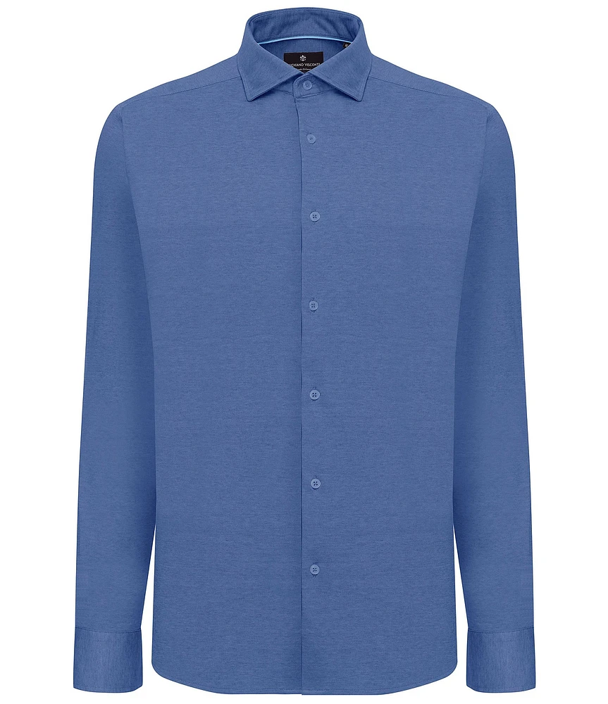 Visconti Melange Knit Long Sleeve Woven Shirt