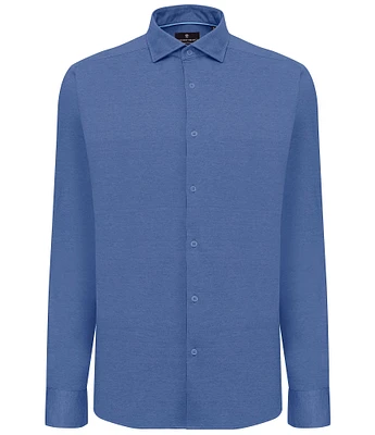 Visconti Melange Knit Long Sleeve Woven Shirt