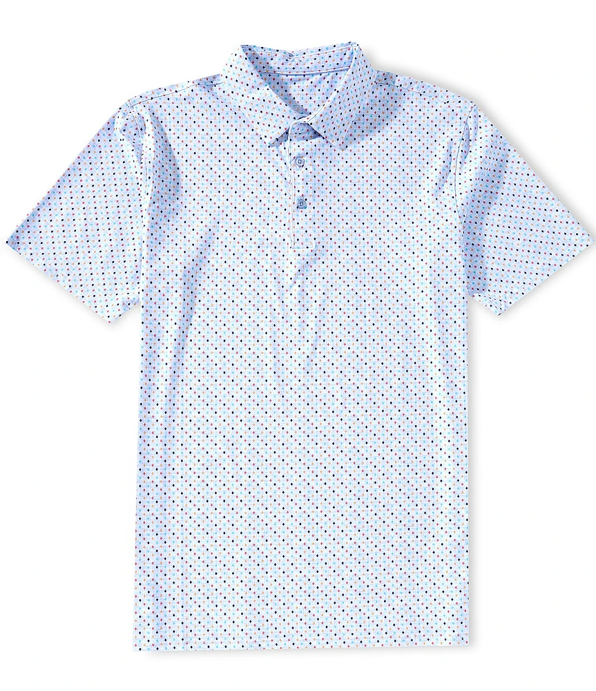 Visconti Mini Diamond Print Stretch Short Sleeve Polo Shirt