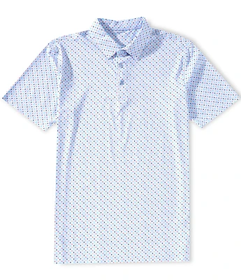 Visconti Mini Diamond Print Stretch Short Sleeve Polo Shirt