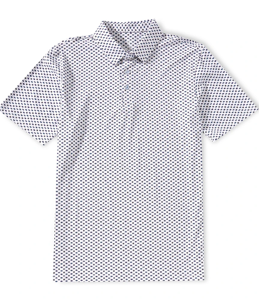 Visconti Mini Hexagon Print Stretch Short Sleeve Polo Shirt