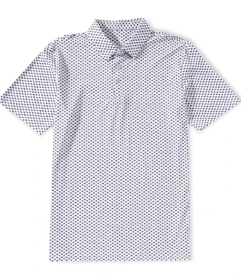 Visconti Mini Hexagon Print Stretch Short Sleeve Polo Shirt