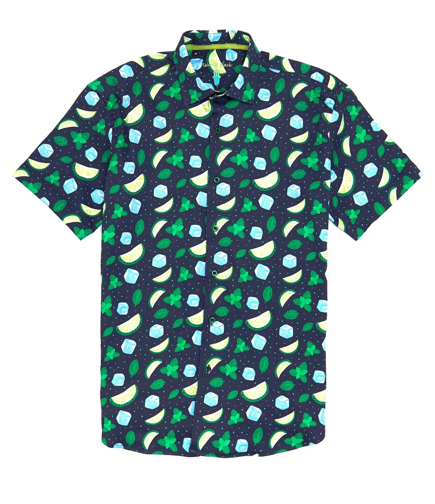 Visconti Mojito Print Stretch Short Sleeve Woven Shirt