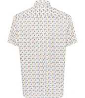 Visconti Multi Circle Print Stretch Short Sleeve Woven Shirt