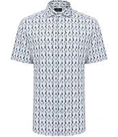 Visconti Retro Print Stretch Short Sleeve Woven Shirt