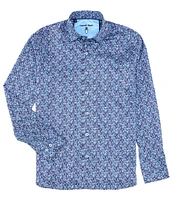 Visconti Satin Stretch Skull Print Long Sleeve Woven Shirt