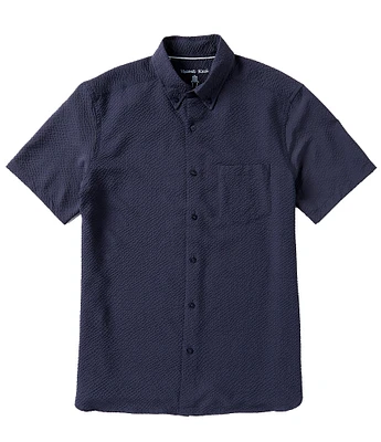 Visconti Solid Seersucker Short Sleeve Woven Shirt