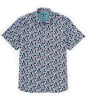 Visconti Stretch Dice Print Short Sleeve Woven Shirt