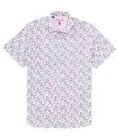 Visconti Stretch Multi Skull Print Short Sleeve Woven Shirt