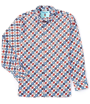 Visconti Stretch Petal Circle Print Long Sleeve Woven Shirt