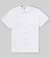 Visconti Stretch Tonal Circle Print Short Sleeve Woven Shirt