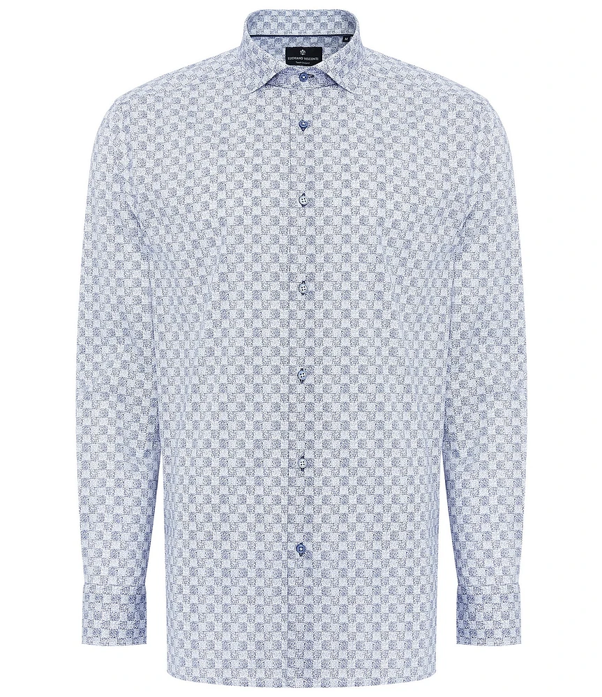 Visconti Watercolor Print Stretch Long Sleeve Woven Shirt