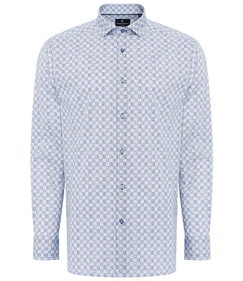 Visconti Watercolor Print Stretch Long Sleeve Woven Shirt
