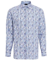 Visconti Wavy Grid Print Stretch Long Sleeve Woven Shirt