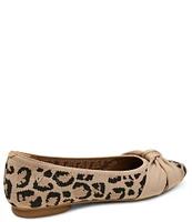 VIVAIA Bibi Stretch Knit Knotted Leopard Print Ballet Flats