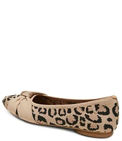 VIVAIA Bibi Stretch Knit Knotted Leopard Print Ballet Flats