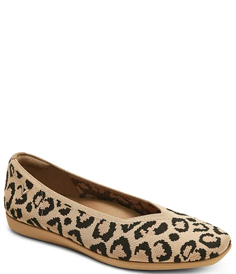 VIVAIA Margot Leopard Print Walker Stretch Knit Ballet Flats