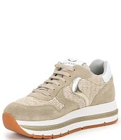 Voile Blanche Maran Suede And Raffia Lace-Up Sneakers