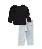 Volcom Baby Boys 12-24 Months Contort Crew Logo Long Sleeve Sweatshirt & Denim Pants Set