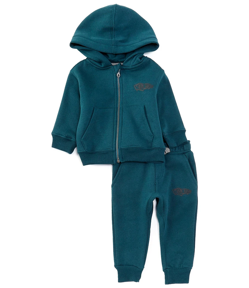 Volcom Baby Boys 12-24 Months Fleece Layering Knit Long Sleeve Watanite Zip Graphic Hoodie and Jogger Pants Set