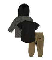 Volcom Baby Boys 12-24 Months Shacket, Short Sleeve T-Shirt & Solid Fleece Jogger Pant Set