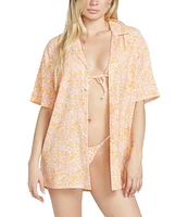 Volcom Coco Ho Printed Button Front Tunic Shirt