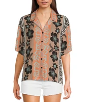 Volcom Funtastical Mixed Media Printed Short Sleeve Gauze Shirt