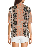 Volcom Funtastical Mixed Media Printed Short Sleeve Gauze Shirt