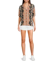 Volcom Funtastical Mixed Media Printed Short Sleeve Gauze Shirt